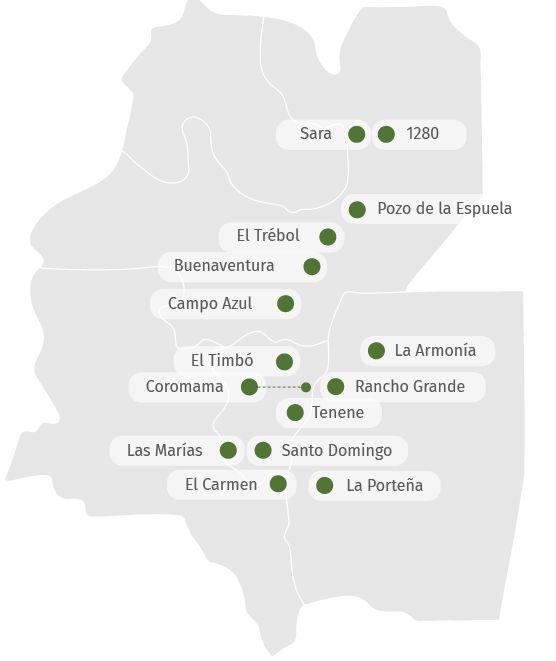 Mapa de nuestros establecimientos agrícolas